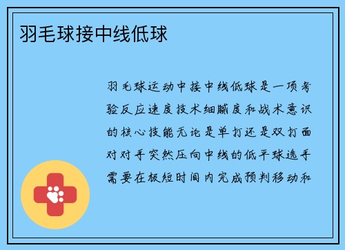 羽毛球接中线低球